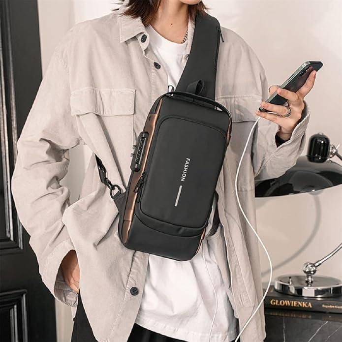 Crossbody Sling Bag for Men & Women with USB Charging Port Handbag