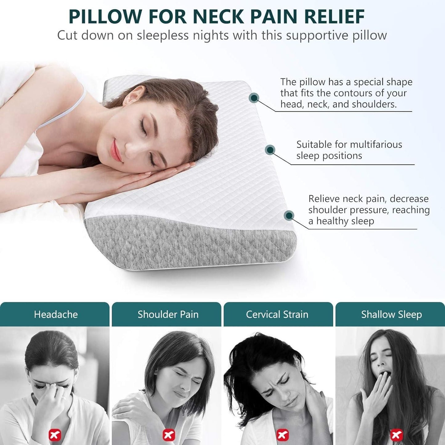 Foam Pillow for Neck Pain Relief & SleepWell Orthopedic Neck Pillow