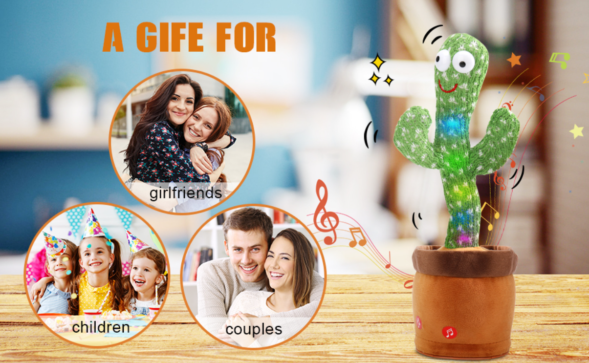 Musical Dancing & Talking LED Mimicry Cactus Toy