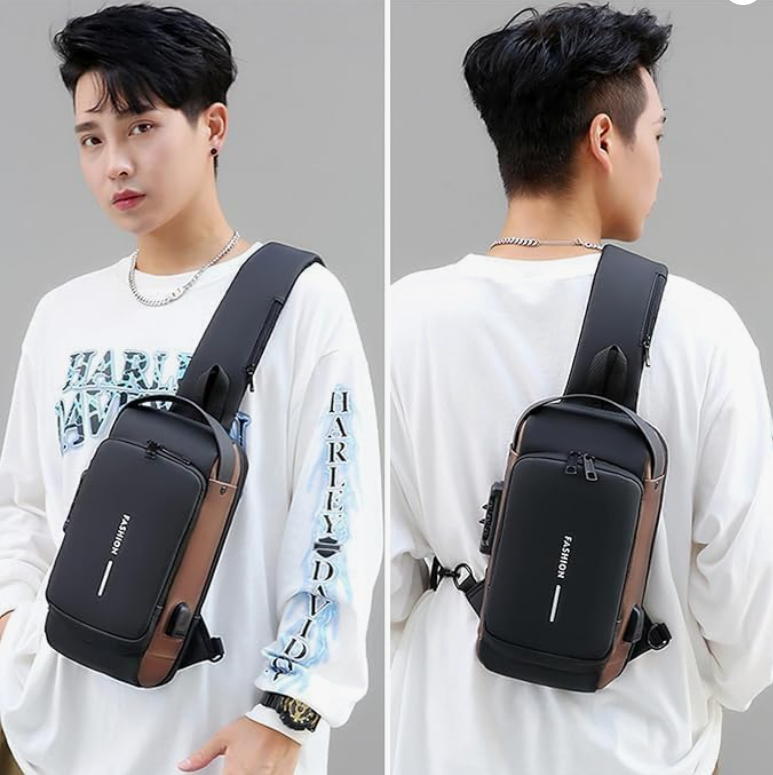 Crossbody Sling Bag for Men & Women with USB Charging Port Handbag