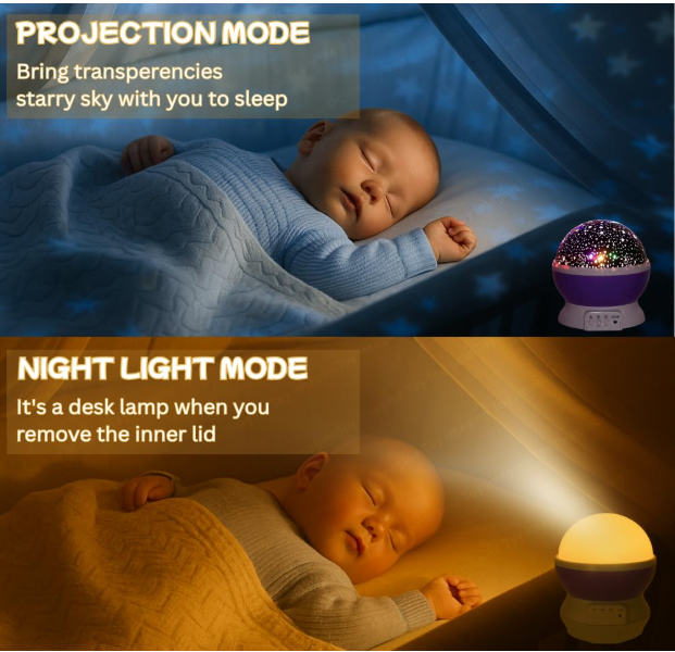 Moon Star Night Projector Lamp Ceiling Led Light 360 Rotating Colorful Lights