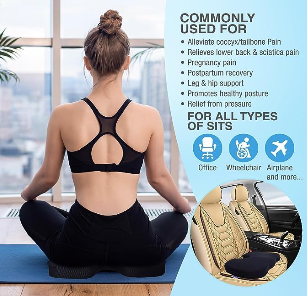 Orthopedic Coccyx Seat Cushion – Tailbone & Back Pain Relief Office Chair