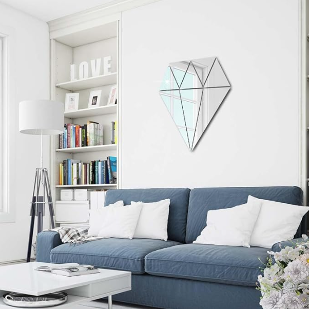 Diamond Mirror Wall Stickers – Elegant Acrylic Home & Office Décor