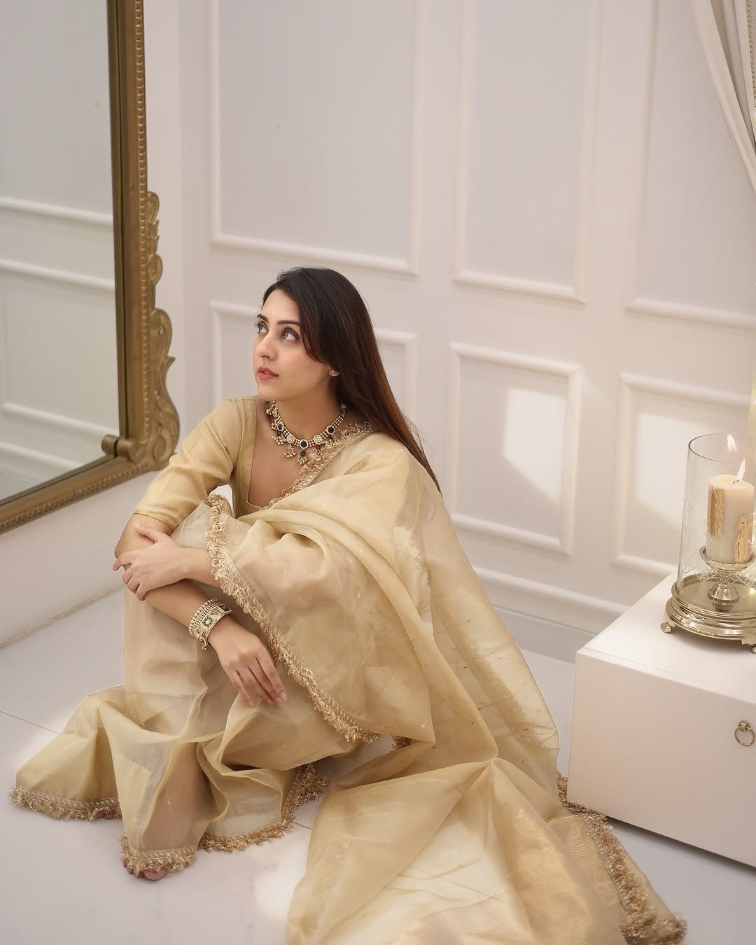 Soft Organza Saree with Gota Patti Lace Border & Matching Organza Blouse